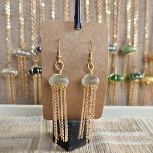 Frosted Glass Jellyfish Earrings